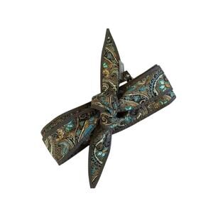Chico's Wrap Belt Womens SZ Small NWT quilt paisley obi Embroidered Olive Grove